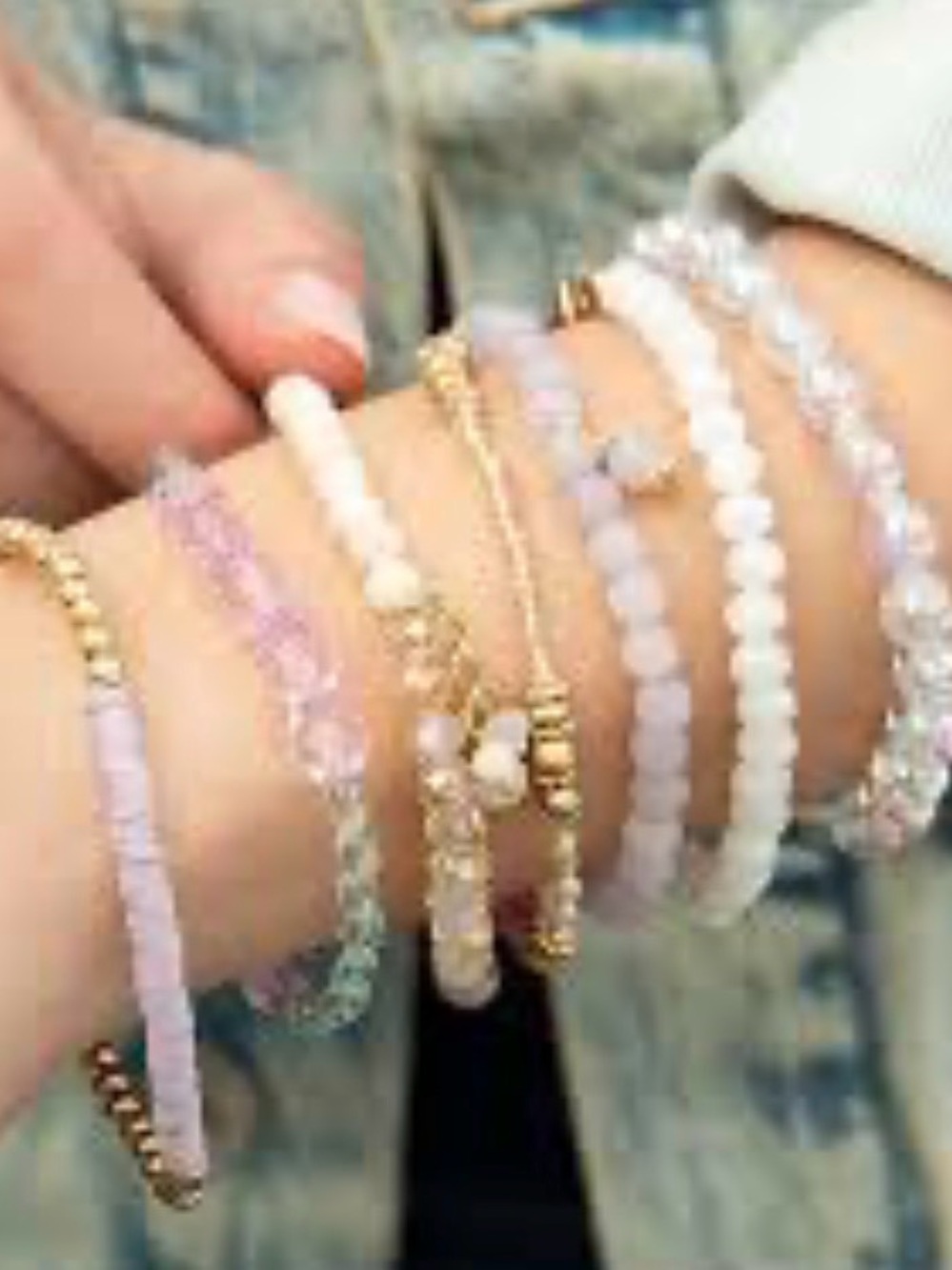 Plunder Design Trendy mermaid    Beaded Gold Elastic Bracelet Set